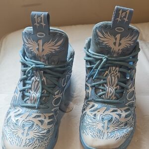 Kids Blue Graphic High-Top Sneakers